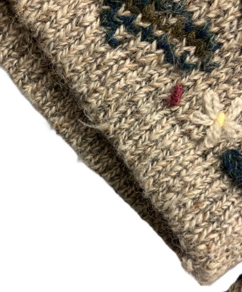L.L.Bean（エルエルビーン）L.L.Bean (エルエルビーン) ニットカーディガン ベージュ×グリーン サイズ:Sの古着・服飾アイテム
