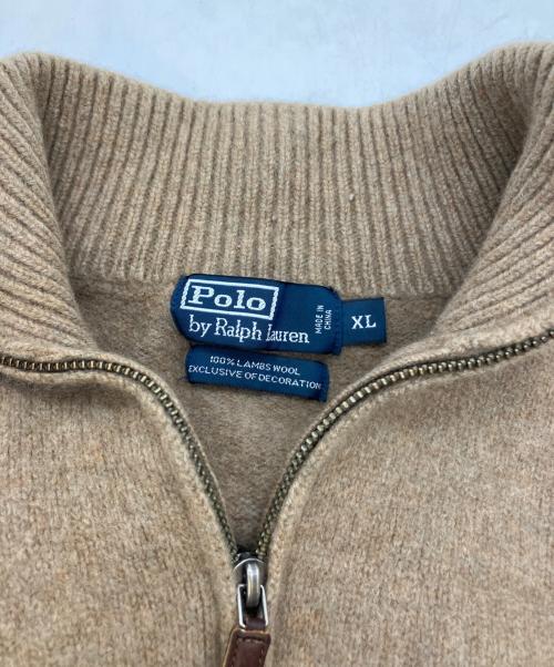POLO RALPH LAUREN（ポロ・ラルフローレン）POLO RALPH LAUREN (ポロ・ラルフローレン) ハーフジップ厚手ニット ブラウン サイズ:XLの古着・服飾アイテム