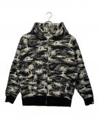 A BATHING APEアベイシングエイプ）の古着「BAPE Palm Tree Camo Relaxed Fit Shark Full Zip Hoodie」｜ブラック×ホワイト
