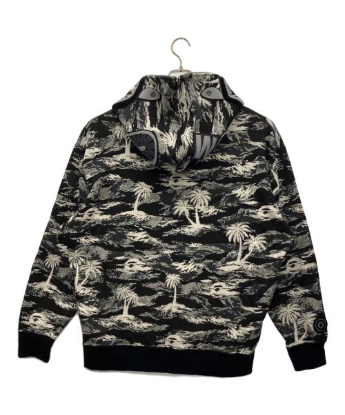 A BATHING APE（アベイシングエイプ）A BATHING APE (アベイシングエイプ) BAPE Palm Tree Camo Relaxed Fit Shark Full Zip Hoodie ブラック×ホワイト サイズ:XLの古着・服飾アイテム