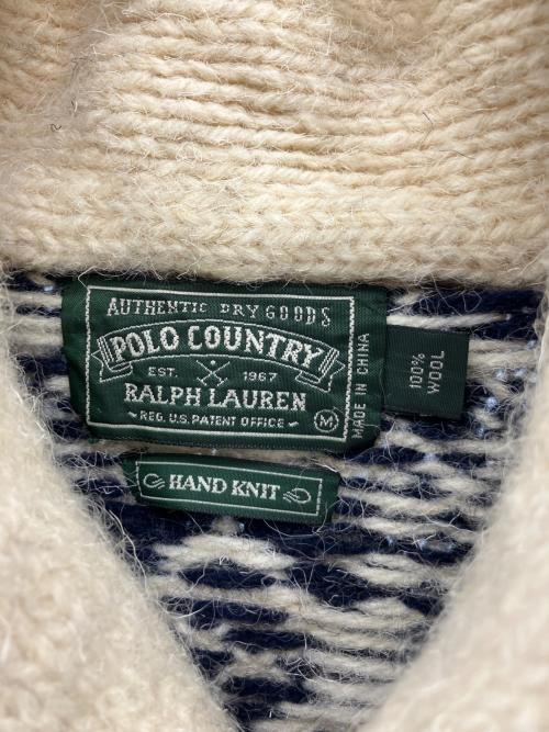 POLO COUNTRY（ポロカントリー）POLO COUNTRY (ポロカントリー) ショールカラー厚手ニット アイボリー×ネイビー サイズ:Mの古着・服飾アイテム