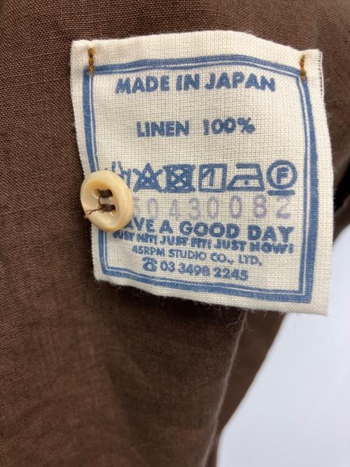45rpm（45アールピーエム）45rpm (45アールピーエム) グランパプルシャツ ブラウン サイズ:2の古着・服飾アイテム
