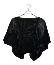 ISSEY MIYAKE（イッセイミヤケ）の古着「カッティングメッシュドルマンニットプルオーバー トップス」｜ブラック