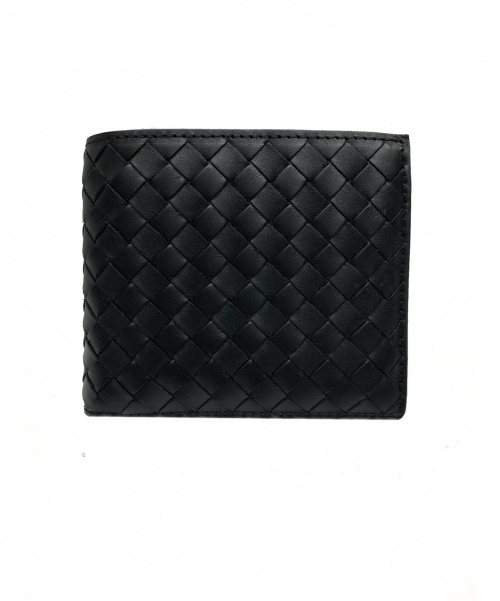 BOTTEGA VENETA（ボッテガベネタ）BOTTEGA VENETA (ボッテガベネタ) 2つ折り財布 ブラック イントレチャート 193642 369Aの古着・服飾アイテム