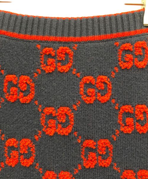 GUCCI（グッチ）GUCCI (グッチ) GGジャカードウールスカート ネイビー×レッド サイズ:XSの古着・服飾アイテム