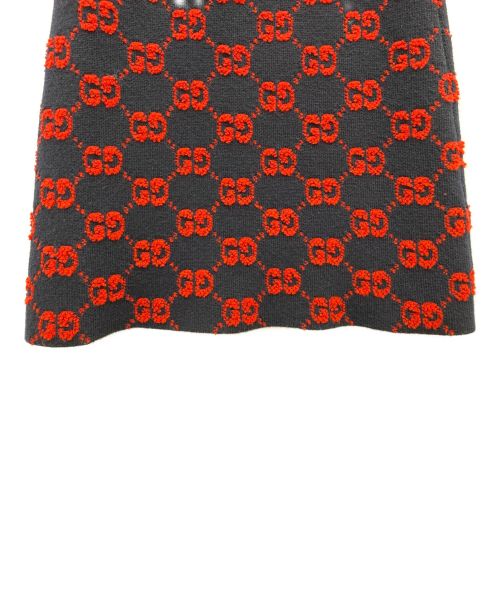 GUCCI（グッチ）GUCCI (グッチ) GGジャカードウールスカート ネイビー×レッド サイズ:XSの古着・服飾アイテム