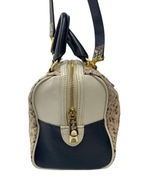 A.D.M.J.（エーディーエムジェイ）A.D.M.J. (エーディーエムジェイ) 2WAYバッグ ベージュ×ネイビーの古着・服飾アイテム