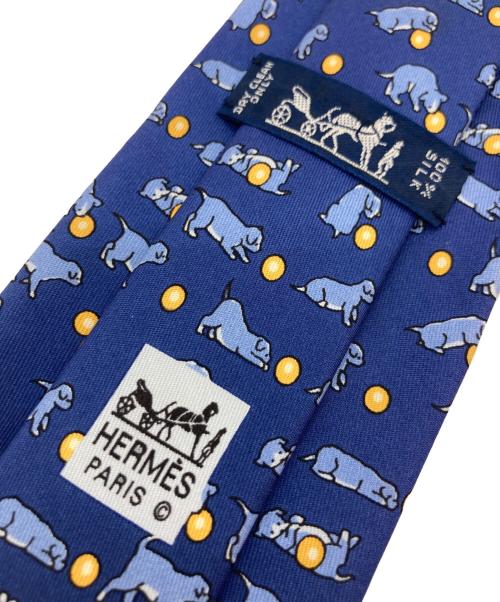 HERMES（エルメス）HERMES (エルメス) 総柄シルクネクタイ ブルー サイズ:-の古着・服飾アイテム