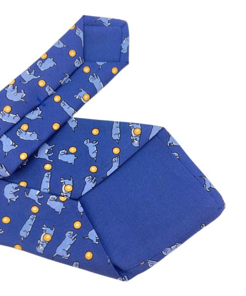 HERMES（エルメス）HERMES (エルメス) 総柄シルクネクタイ ブルー サイズ:-の古着・服飾アイテム