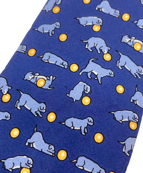 HERMES（エルメス）HERMES (エルメス) 総柄シルクネクタイ ブルー サイズ:-の古着・服飾アイテム
