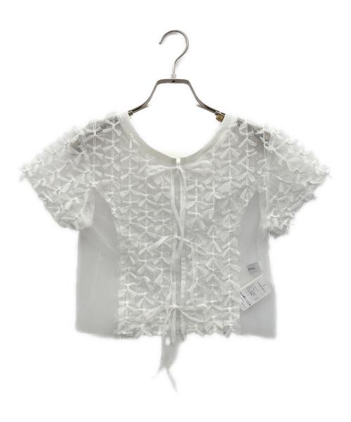 MAISON SPECIAL（メゾンスペシャル）MAISON SPECIAL (メゾンスペシャル) 2way Tulle Ribbon Tops（2WAYチュールリボントップス） ホワイト サイズ:Freeの古着・服飾アイテム
