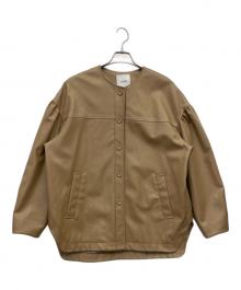 CLANE（クラネ）の古着「VOLUME SLEEVE LEATHER BLOUSON（ボリュームスリーブレザーブルゾン）」｜ベージュ