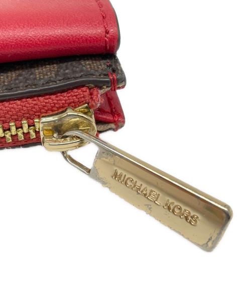 MICHAEL KORS（マイケル・コース）MICHAEL KORS (マイケルコース) カードケース レッド×ブラウンの古着・服飾アイテム