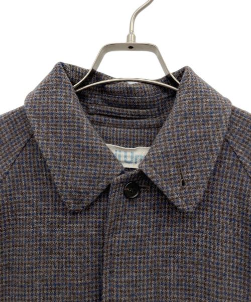 Midi-Umi（ミディウミ）Midi-Umi (ミディウミ) ウールステンカラーコート グレー×ネイビー×ブラウン サイズ:-の古着・服飾アイテム