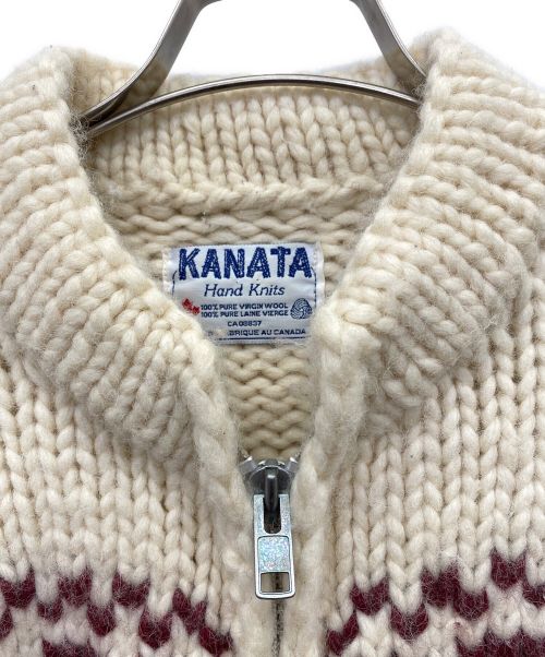 KANATA（カナタ）KANATA (カナタ) ニットカーディガン ホワイト×ネイビー サイズ:不明の古着・服飾アイテム