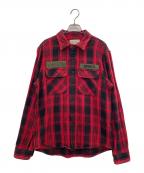 AVIREXアヴィレックス）の古着「フランネルシャツ」｜レッド×ブラック