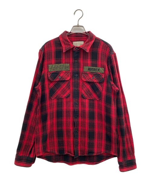 AVIREX（アヴィレックス）AVIREX (アヴィレックス) フランネルシャツ レッド×ブラック サイズ:Mの古着・服飾アイテム
