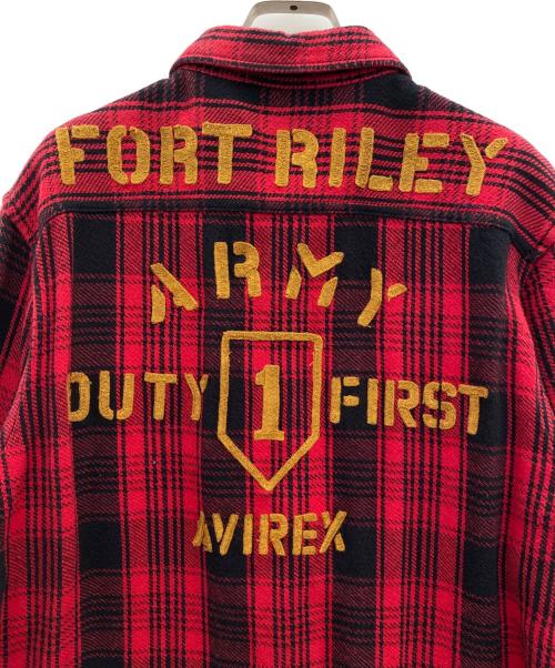 AVIREX（アヴィレックス）AVIREX (アヴィレックス) フランネルシャツ レッド×ブラック サイズ:Mの古着・服飾アイテム