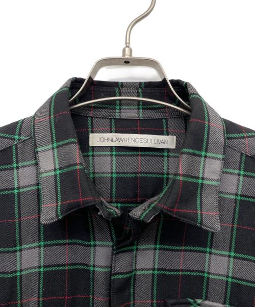 JOHN LAWRENCE SULLIVAN（ジョン ローレンス サリバン）JOHN LAWRENCE SULLIVAN (ジョン ローレンス サリバン) 長袖ウールシャツ ブラック×グレー サイズ:36の古着・服飾アイテム