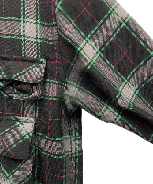 JOHN LAWRENCE SULLIVAN（ジョン ローレンス サリバン）JOHN LAWRENCE SULLIVAN (ジョン ローレンス サリバン) 長袖ウールシャツ ブラック×グレー サイズ:36の古着・服飾アイテム