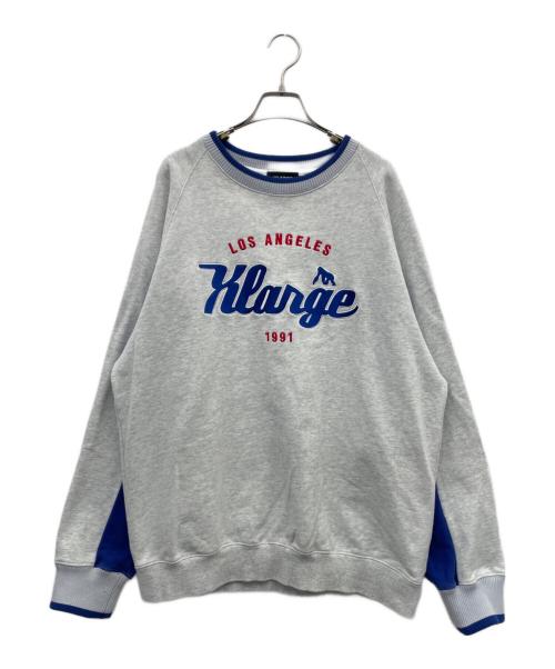 X-LARGE（エクストララージ）X-LARGE (エクストララージ) TEAM LOGO 2TONE CREWNECK SWEAT（チームロゴ クルーネックスウェット） グレー サイズ:XLの古着・服飾アイテム