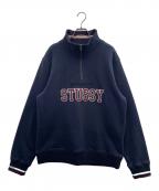 stussyステューシー）の古着「ハーフジップスウェット」｜ネイビー