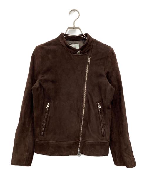 nano・universe（ナノ・ユニバース）nano・universe (ナノ・ユニバース) ラムレザーシングルジャケット ブラウン サイズ:36の古着・服飾アイテム