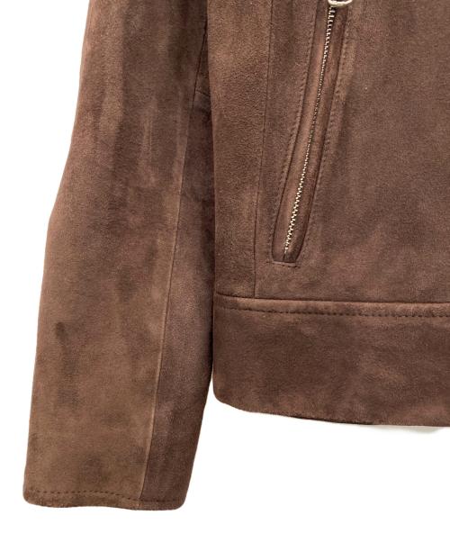 nano・universe（ナノ・ユニバース）nano・universe (ナノ・ユニバース) ラムレザーシングルジャケット ブラウン サイズ:36の古着・服飾アイテム