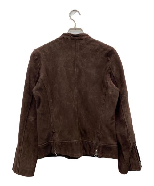 nano・universe（ナノ・ユニバース）nano・universe (ナノ・ユニバース) ラムレザーシングルジャケット ブラウン サイズ:36の古着・服飾アイテム