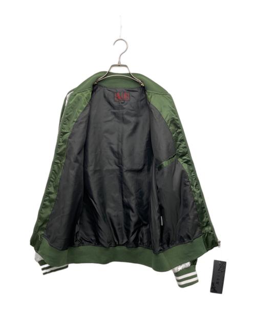 一心如鏡（イッシンニョキョウ）一心如鏡 (イッシンニョキョウ) スタジャン グリーン×ホワイト サイズ:Lの古着・服飾アイテム