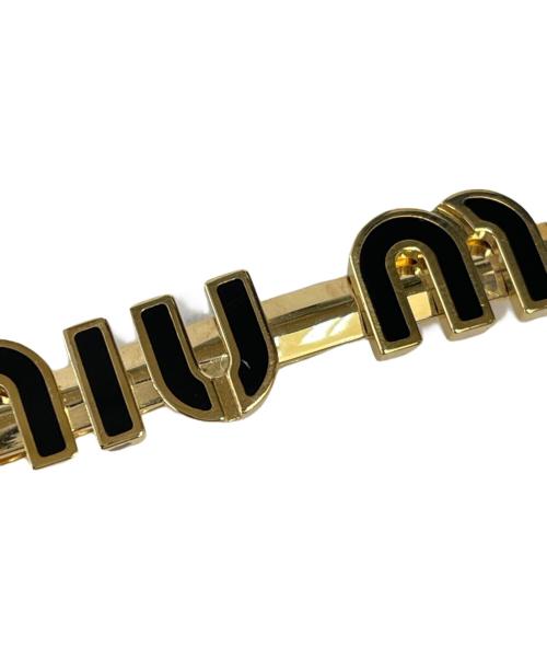 MIU MIU（ミュウミュウ）MIU MIU (ミュウミュウ) エナメルメタル ヘアクリップ ブラック×ゴールドの古着・服飾アイテム