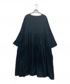 ichiイチ）の古着「コットンリネンロングワンピース ギャザー」｜ブラック