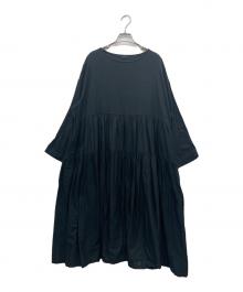 ichi（イチ）の古着「コットンリネンロングワンピース ギャザー」｜ブラック