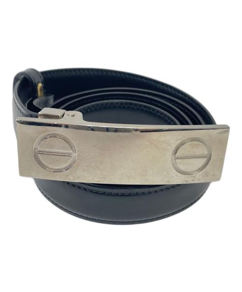 Cartier（カルティエ）Cartier (カルティエ) レザーベルト ブラック×シルバーの古着・服飾アイテム