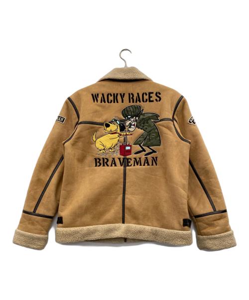 Wacky Races（ワッキーレース）Wacky Races (ワッキーレース) THE BRAVEMAN (ザ ブレイブマン) ムートンジャケット ブラウン サイズ:Ｍの古着・服飾アイテム