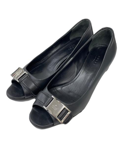 GUCCI（グッチ）GUCCI (グッチ) オープントゥーパンプス ブラック サイズ:37の古着・服飾アイテム