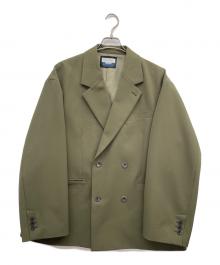MAISON SPECIAL（メゾンスペシャル）の古着「2Way Stretch Kersey Prime-Over Double Tailored Jacket（テーラードジャケット）」｜オリーブ