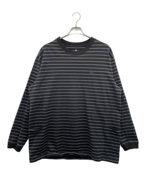 Snow peak（スノーピーク）snow peak (スノーピーク) Heavy Cotton Border LS T-Shirt（ヘビーコットンボーダーTシャツ） ブラック×ネイビー サイズ:XLの古着・服飾アイテム