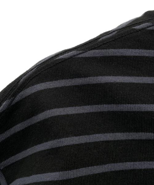 Snow peak（スノーピーク）snow peak (スノーピーク) Heavy Cotton Border LS T-Shirt（ヘビーコットンボーダーTシャツ） ブラック×ネイビー サイズ:XLの古着・服飾アイテム