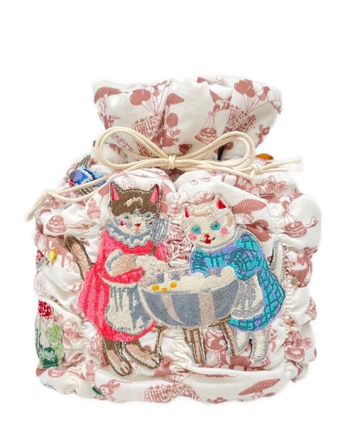 tamaoworld（タマオワールド）tamaoworld (タマオワールド) ２WAY巾着バッグ ホワイトの古着・服飾アイテム