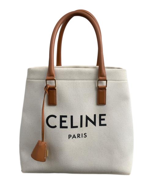 CELINE（セリーヌ）CELINE (セリーヌ) トートバッグ　ホリゾンタルカバ ベージュ×ブラウンの古着・服飾アイテム