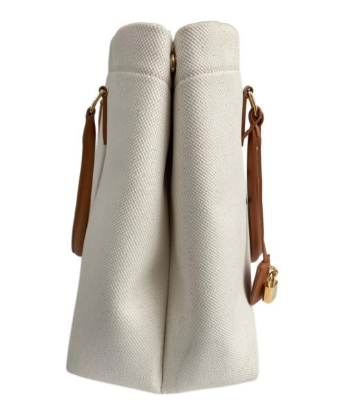 CELINE（セリーヌ）CELINE (セリーヌ) トートバッグ　ホリゾンタルカバ ベージュ×ブラウンの古着・服飾アイテム