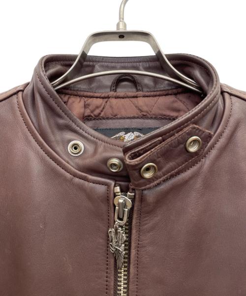 HARLEY-DAVIDSON（ハーレーダビッドソン）HARLEY-DAVIDSON (ハーレーダビッドソン) シングルライダースジャケット ブラウン サイズ:Mの古着・服飾アイテム