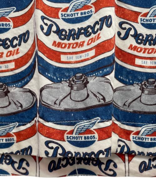 Schott（ショット）Schott (ショット) 半袖シャツ ブルー×レッド サイズ:Ｌの古着・服飾アイテム