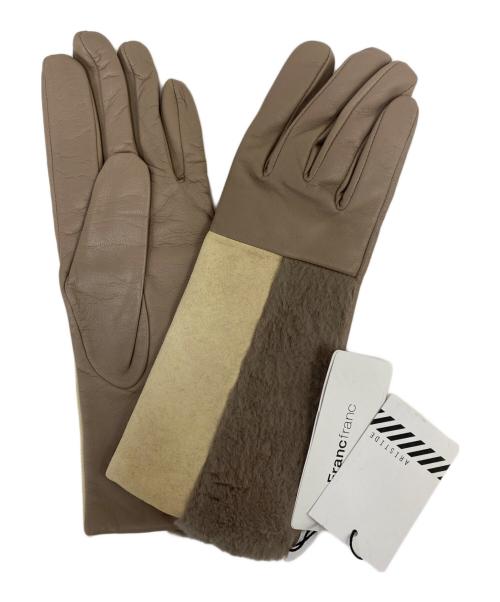 Franc franc（フランフラン）Franc franc (フランフラン) レザーグローブ ブラウン×ベージュの古着・服飾アイテム