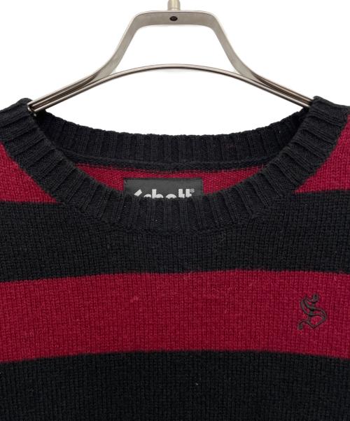 Schott（ショット）Schott (ショット) 厚手ニット レッド×ブラック サイズ:Lの古着・服飾アイテム
