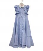 POLO BCS×Rirandtureポロ・ビーシーエス×リランドチュール）の古着「ノースリーブワンピース」｜ブルー×ホワイト