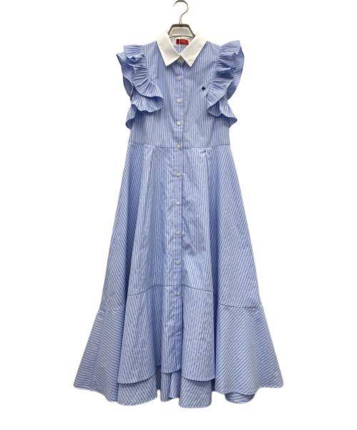 POLO BCS（ポロ・ビーシーエス）POLO BCS (ポロ・ビーシーエス) Rirandture (リランドチュール) ノースリーブワンピース ブルー×ホワイト サイズ:1の古着・服飾アイテム