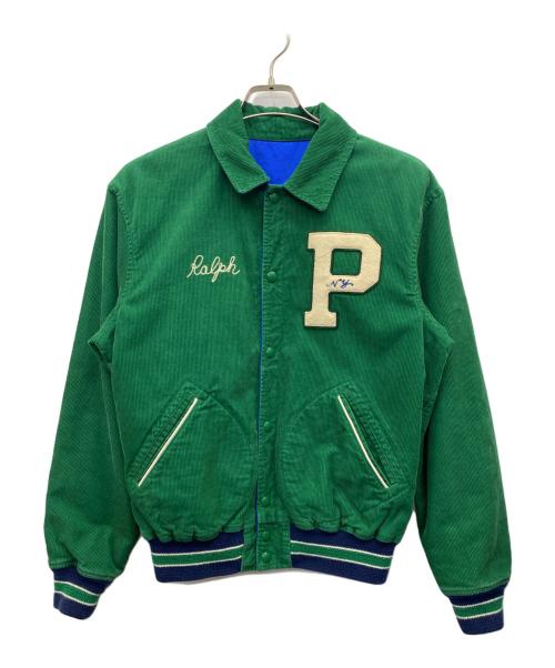 POLO RALPH LAUREN（ポロ・ラルフローレン）POLO RALPH LAUREN (ポロ・ラルフローレン) リバーシブルレターマンジャケット グリーン×ブルー サイズ:Mの古着・服飾アイテム