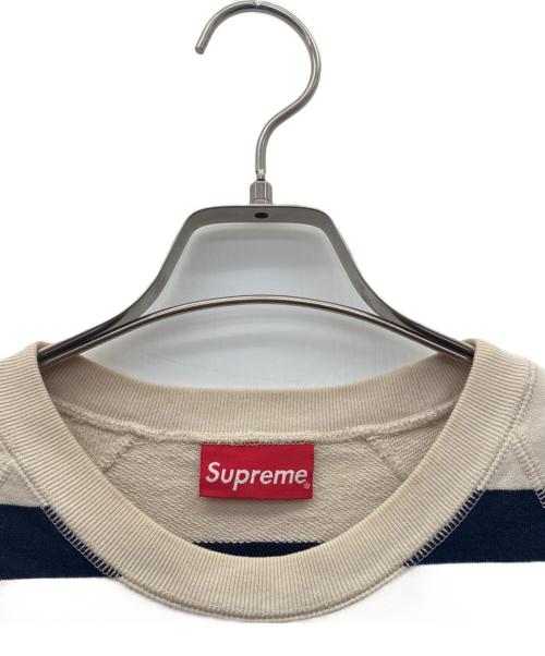 SUPREME（シュプリーム）SUPREME (シュプリーム) クルーネックスウェット ベージュ×ネイビー サイズ:Largeの古着・服飾アイテム